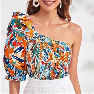 Wow multicolored one shoulder top